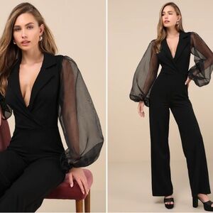 LULU's Wedding Formal Sexy Elegant Classy Chic Sophisticate Long Sleeve Pantsuit